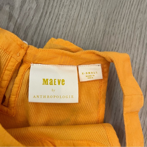 Maeve Anthropologie Mango Orange Ribbed Ruffle Tank Top - Picture 8 of 11